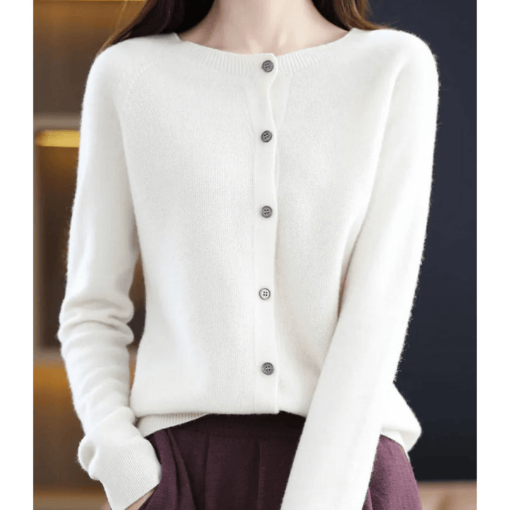 Merinowolle Damen Rundhals Cardigan