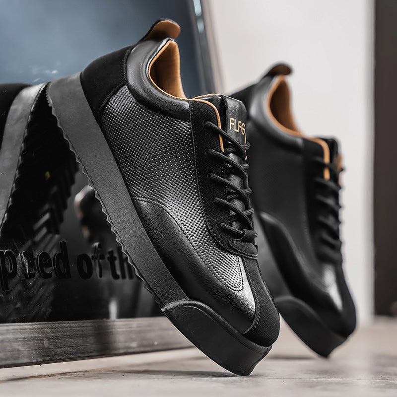 Stylish black men's sneakers, providing sleek design and ultimate comfort.