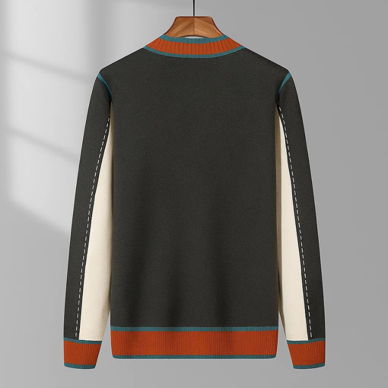Sophisticated gray women's knit cardigan with a button-up front and chic contrasting piping.