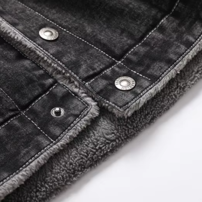 Versatile black denim jacket, perfect unisex outerwear for fall, spring, and everyday style.