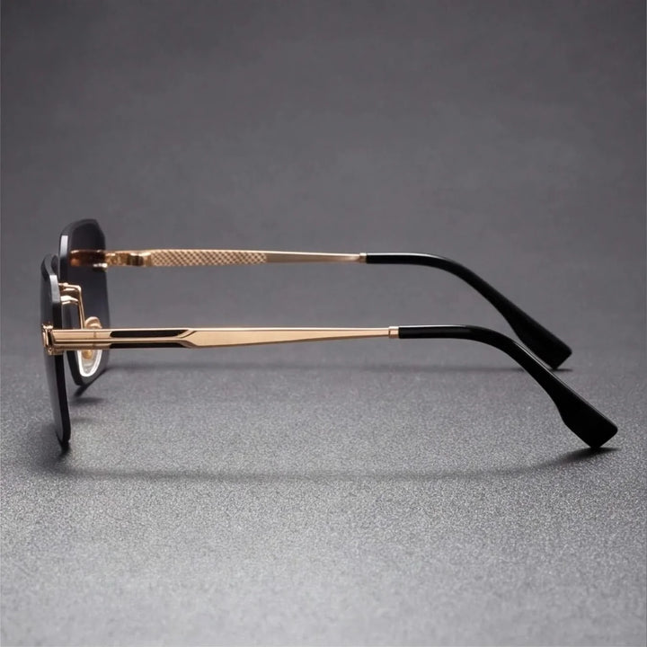 Durable anti-glare shades, perfect for sun protection. Unisex polished metal frame eyewear.