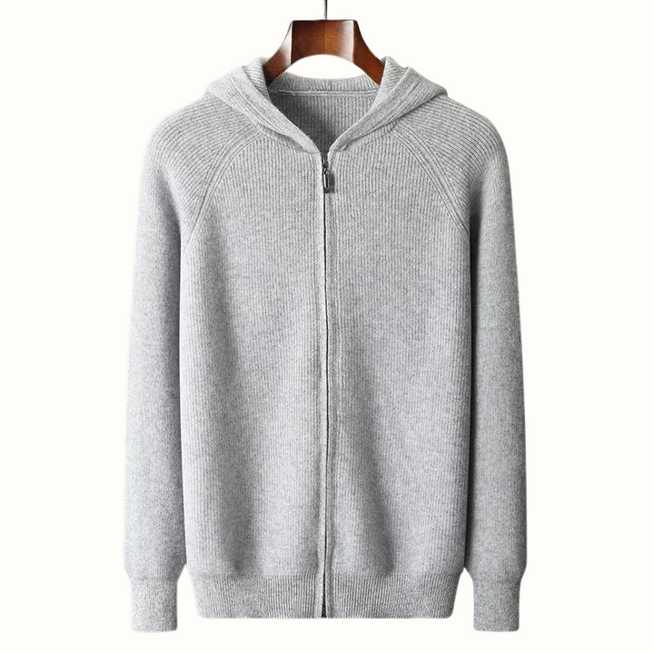 Man wearing a Men's Nova full-zip hoodie, showcasing its comfortable, modern style for casual & everyday wear.