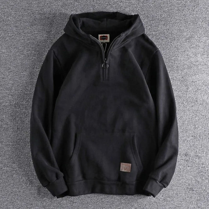 Relaxed fit men's Summit hoodie with quarter-zip, offering ultimate comfort for everyday casual style.