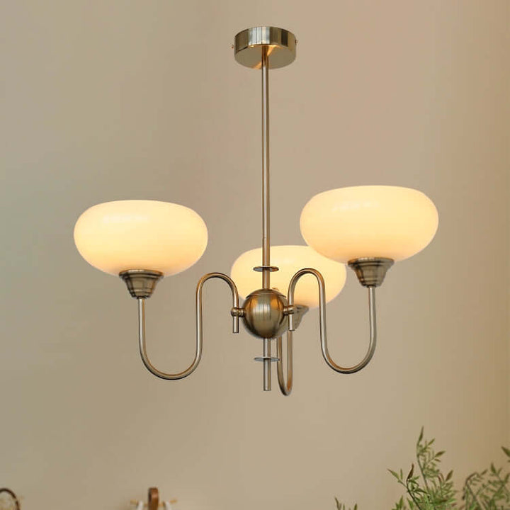 Cremefarbener Kaki Glas-Kronleuchter