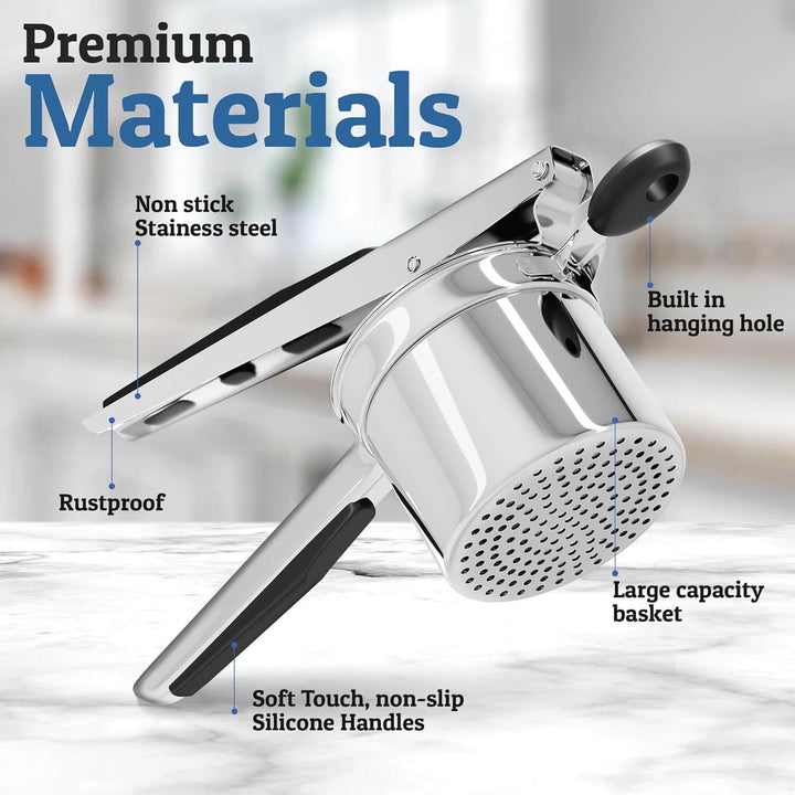 Schwerer Edelstahl Kartoffelstampfer für perfektes Püree