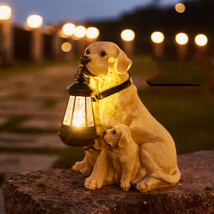 Solar-Hundefigur Gartenfigur LED Außenbeleuchtung