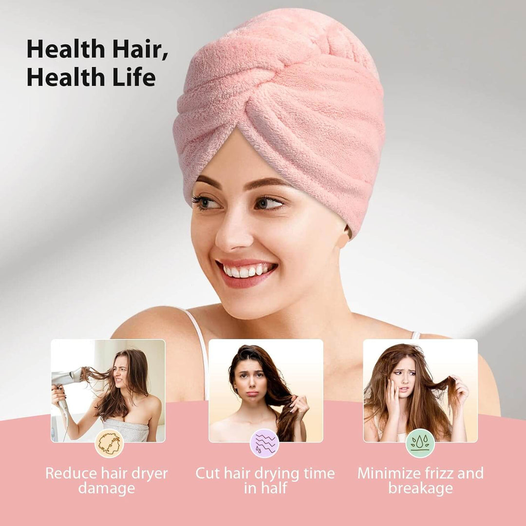 3er Pack Mikrofaser Haarhandtuch Turban mit Knoten