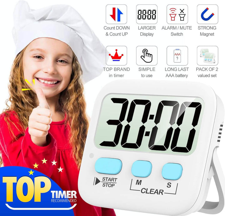2er-Pack Digitale Küchen-Timer mit Magnet