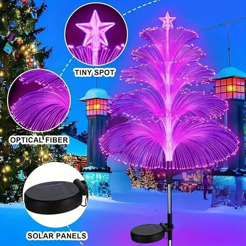 Pack of 3 solar Christmas tree lights with color changing LEDs for yard