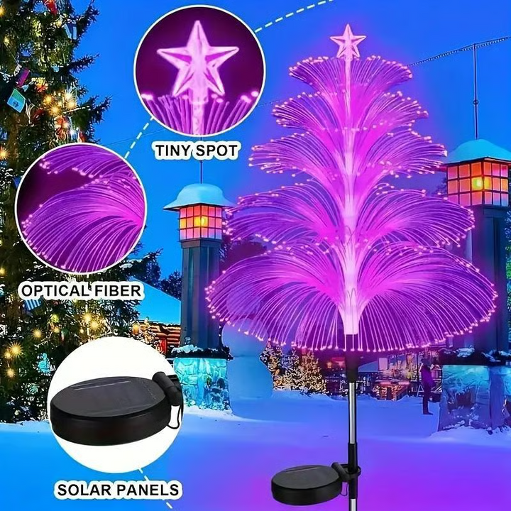 Pack of 3 solar Christmas tree lights with color changing LEDs for yard