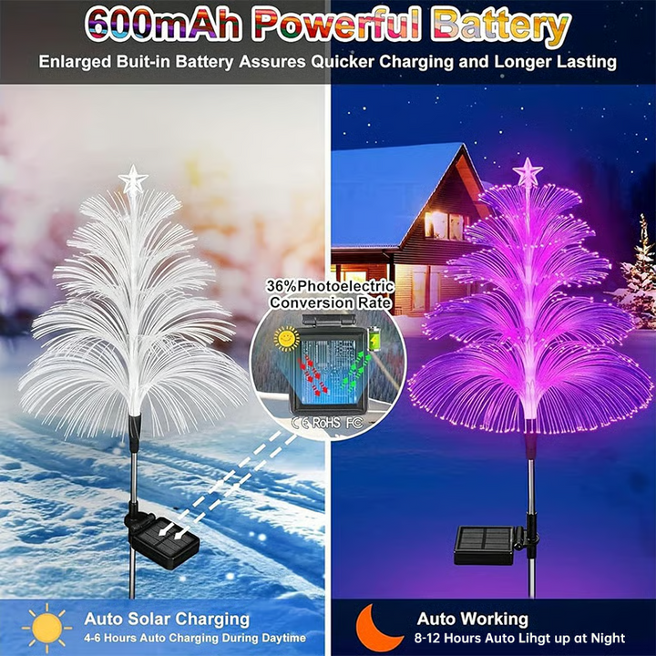 Outdoor solar powered Christmas tree pathway lights, perfect for lawn decoration