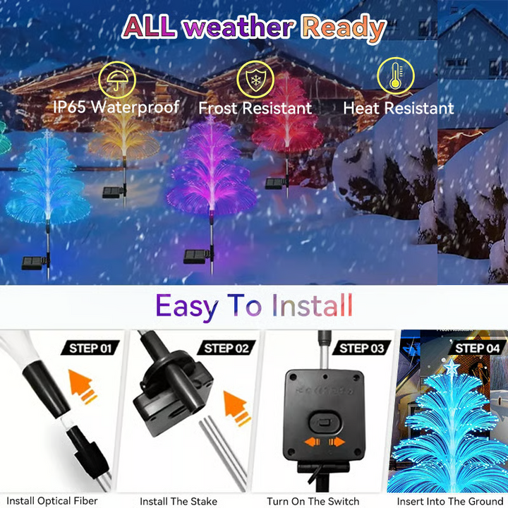 Festive solar Christmas tree stakes, bright and energy-efficient garden lighting