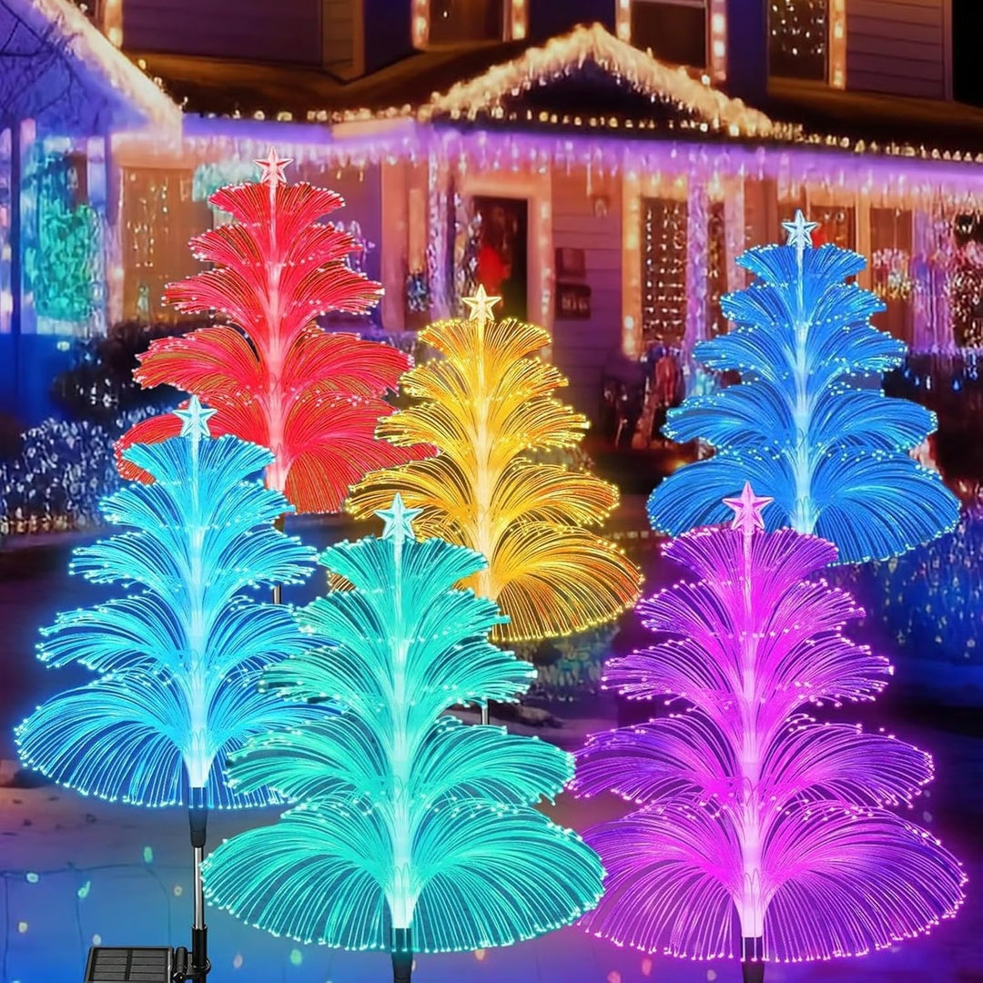 Durable solar powered Christmas tree lights, weatherproof for year-round garden use