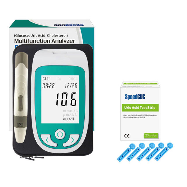 Rapid results 3-in-1 health monitor. Test cholesterol, glucose, and uric acid quickly from home.