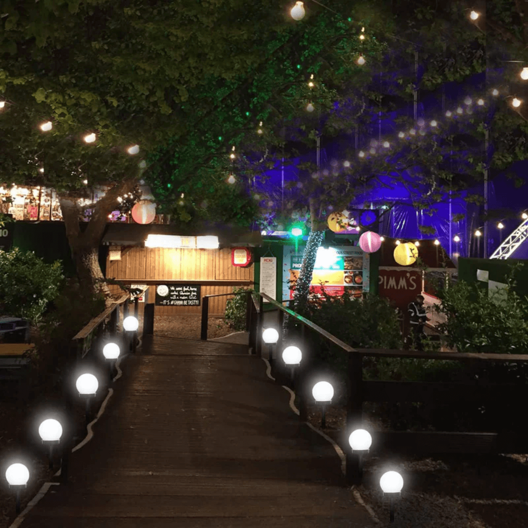 3er Set Solar Gartenkugeln LED Wasserdicht - Weiß