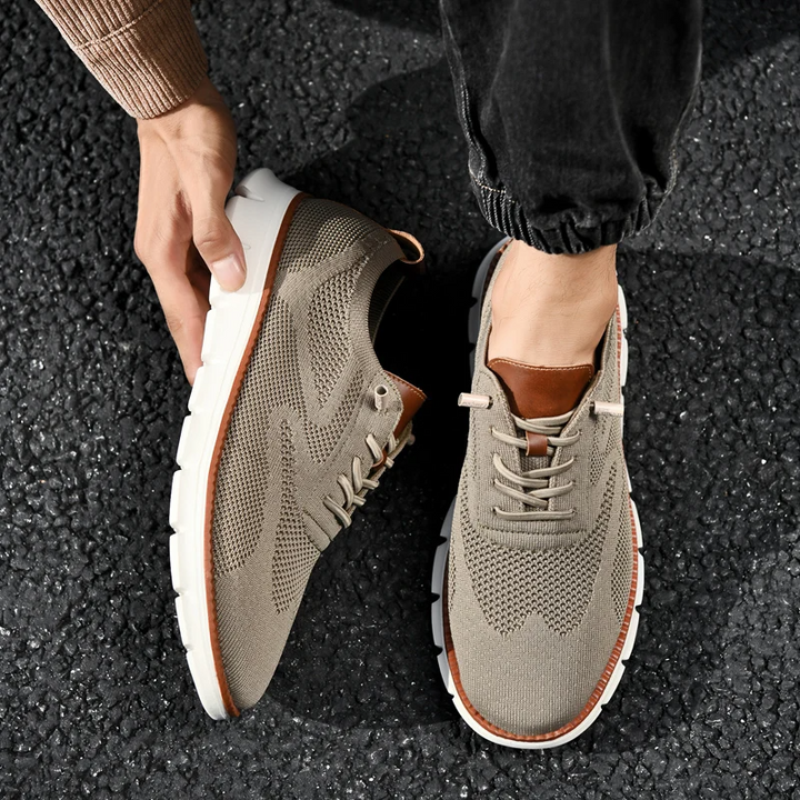 Casual men's UrbanFlex comfort shoes featuring breathable mesh and memory foam.