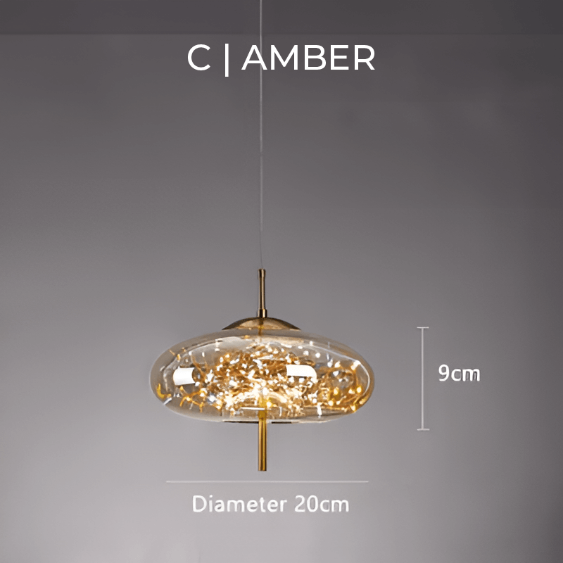 Elegante Braune Glas Pendelleuchte