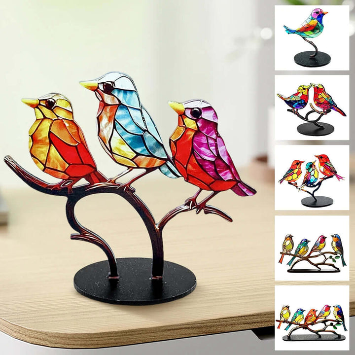 Buntglas-Vogelstatue - Dekorative Vogelfiguren