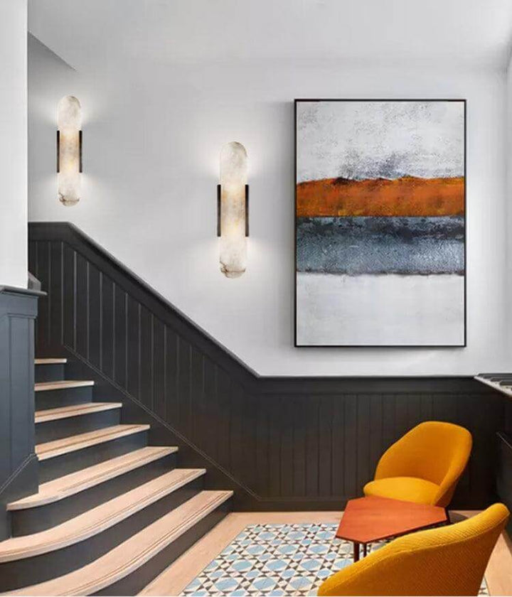 Langgestreckte Alabaster-Wandleuchte