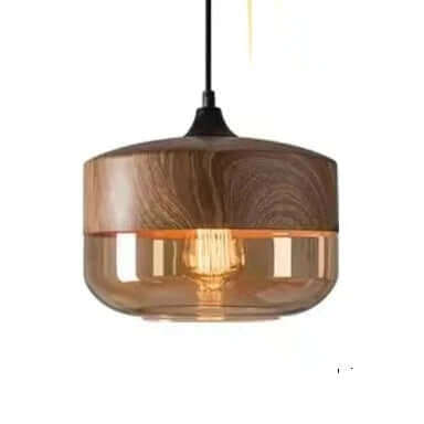 Elegante Pendelleuchte Glas & Holz