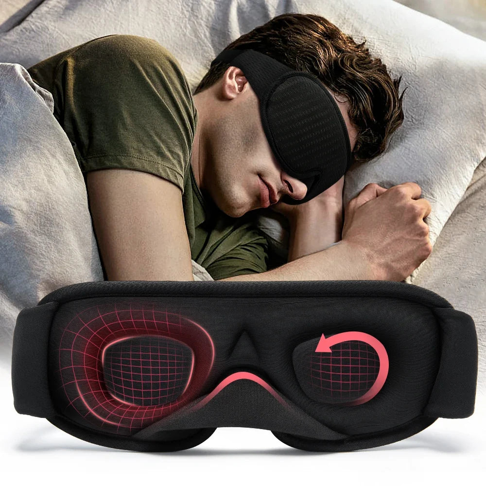 Unisex 3D contoured memory foam sleep mask. Achieve complete darkness & pressure-free restful sleep at home or travel.