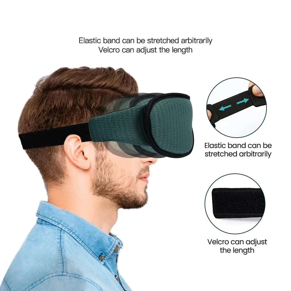 Anti-light 3D contoured sleep mask for complete darkness. Unisex eye mask provides restful, pressure-free sleep experience.
