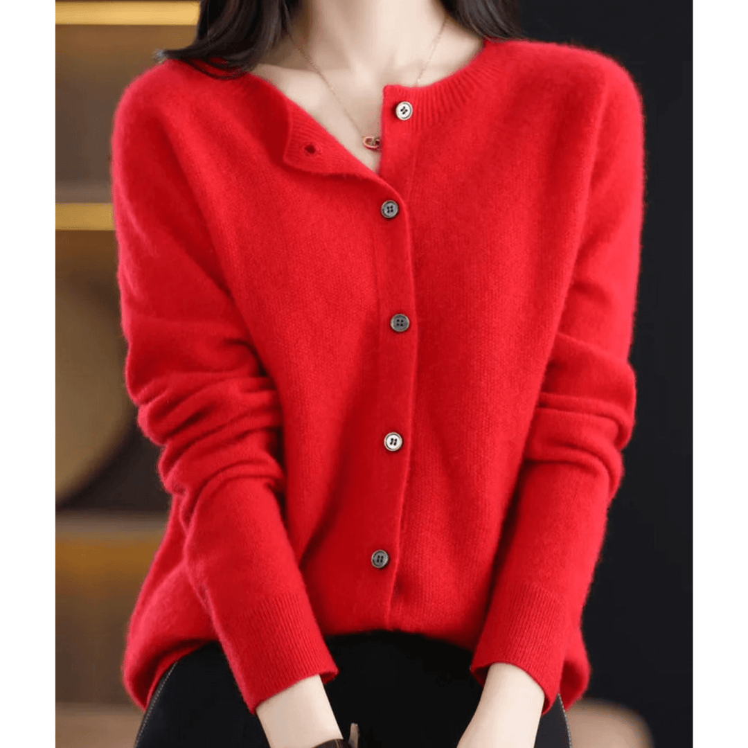 Merinowolle Damen Rundhals Cardigan