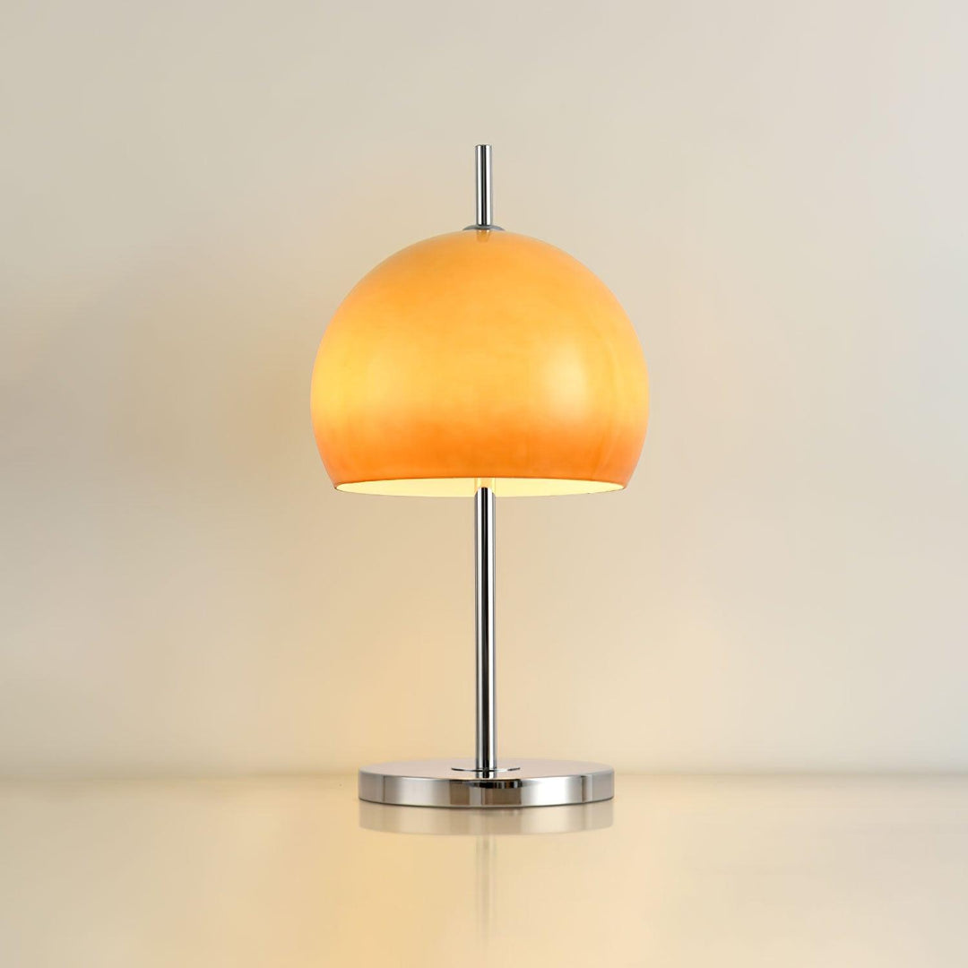 Pilz Design Tischlampe Glas Bernstein