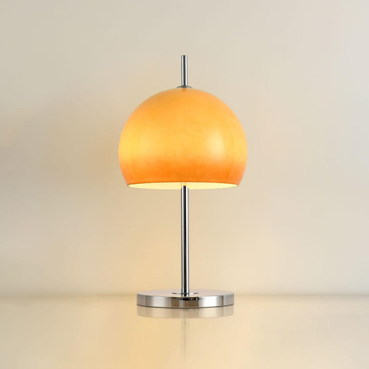 Pilz Design Tischlampe Glas Bernstein