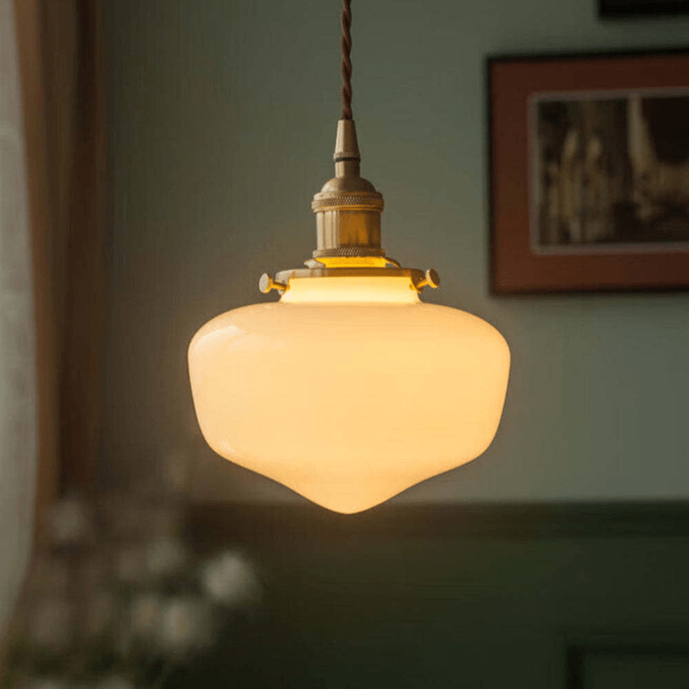 Retro Messing Glas Pendelleuchte