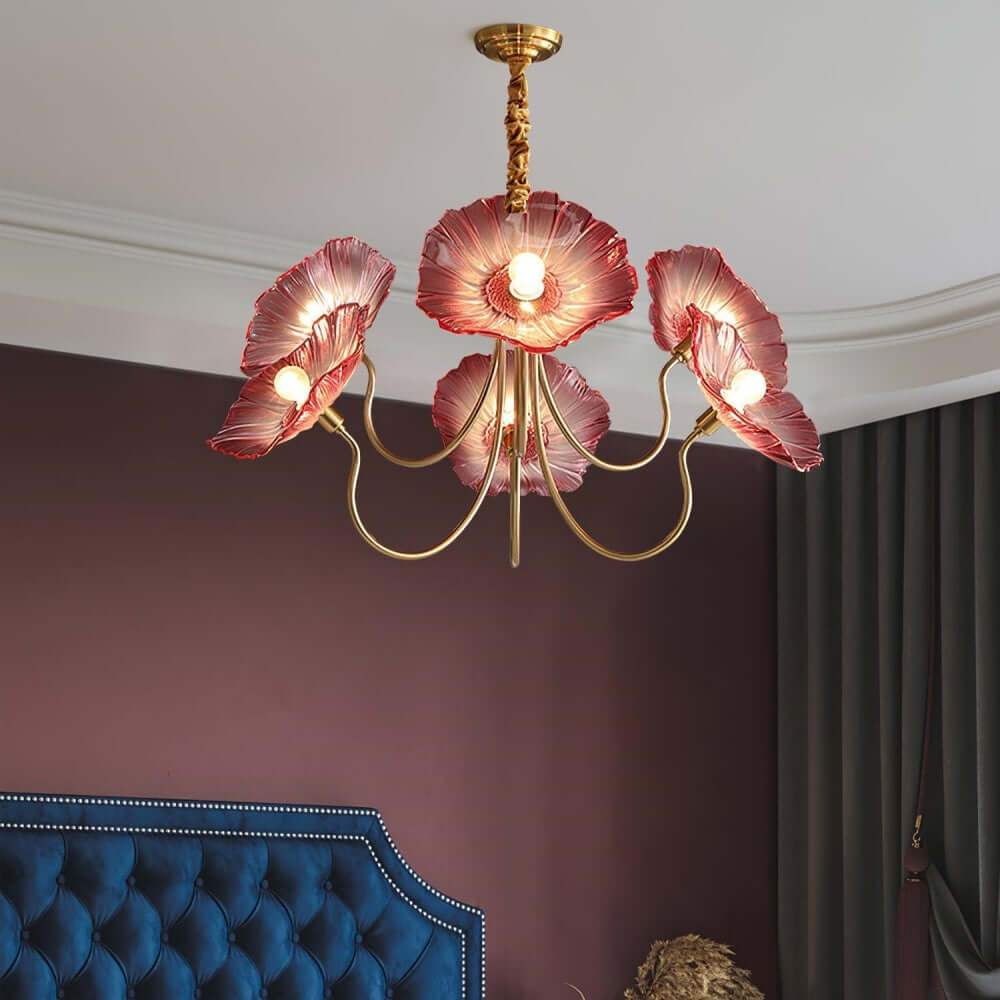 Moderner Glas-Kronleuchter Lotusblüten-Design