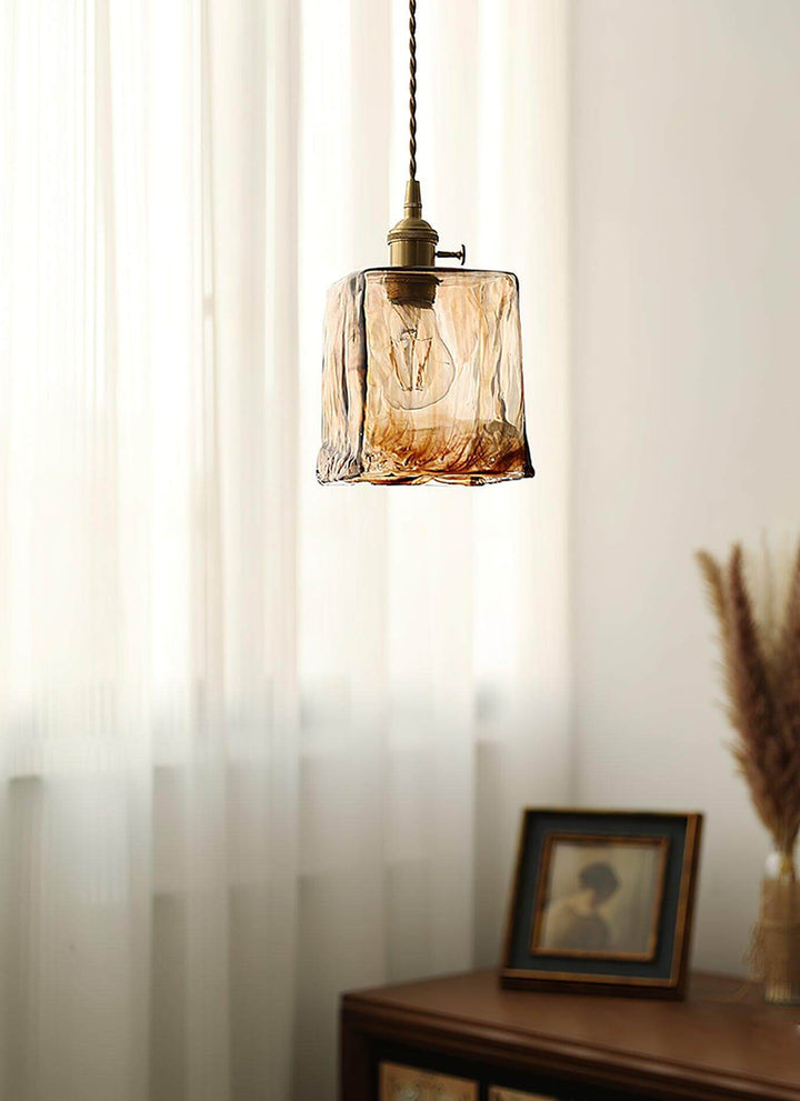 Vintage Hängeleuchte Braun Glas