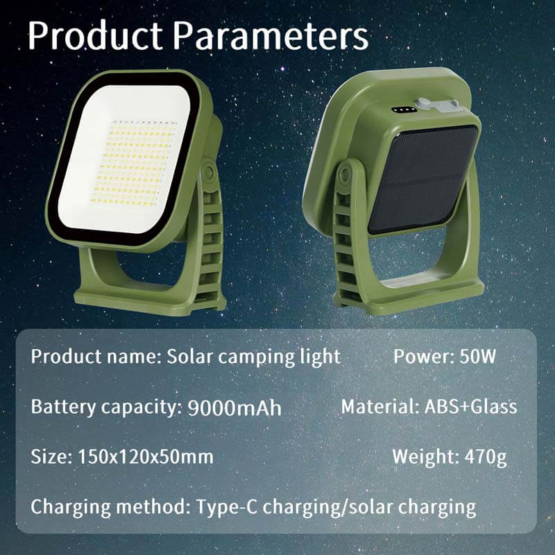 80W LED Solar Campinglampe mit Magnet & Zoom