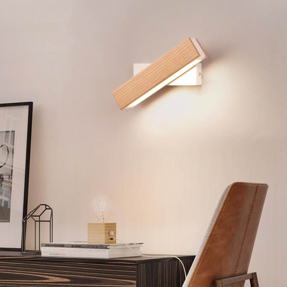 Drehbare LED Wandleuchte aus Holz - Modern & Flexibel
