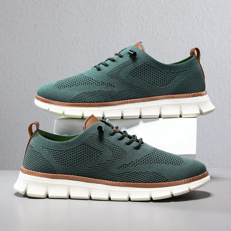 Versatile men's slip-on knit sneakers, breathable and lightweight for casual comfort or daily athletic wear.