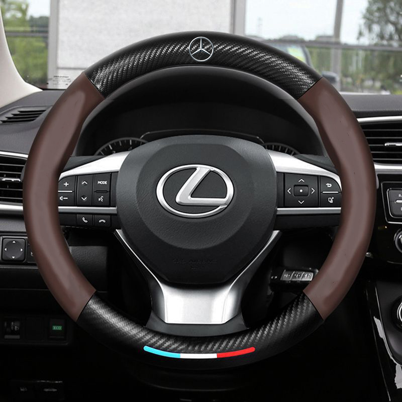 "3D-geprägter Lenkradbezug aus Leder, rutschfest, universelle Passform, luxuriöser Look, atmungsaktiv, sicherer Griff"