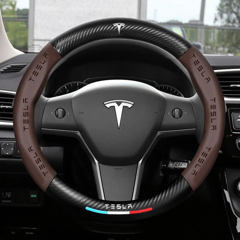 "3D-geprägter Lenkradbezug aus Leder, rutschfest, universelle Passform, luxuriöser Look, atmungsaktiv, sicherer Griff"