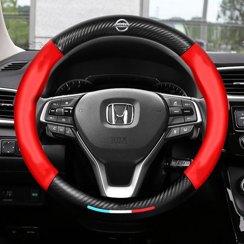 "3D-geprägter Lenkradbezug aus Leder, rutschfest, universelle Passform, luxuriöser Look, atmungsaktiv, sicherer Griff"