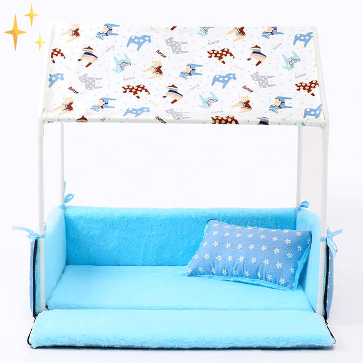 Kuschelige Fleece-Schlafhöhle mit Dach und Kissen