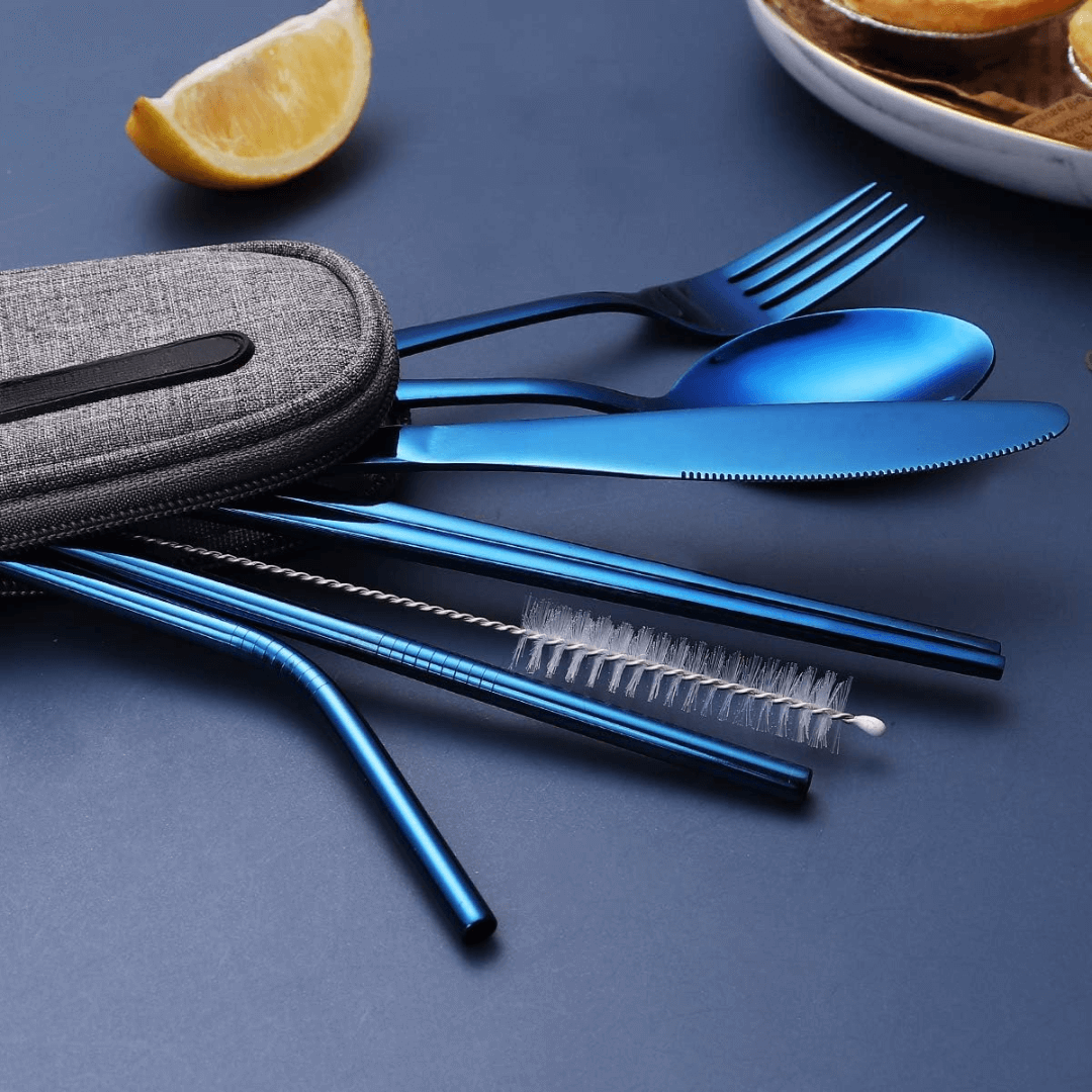 Tragbares Edelstahl Besteckset - Reisebegleiter