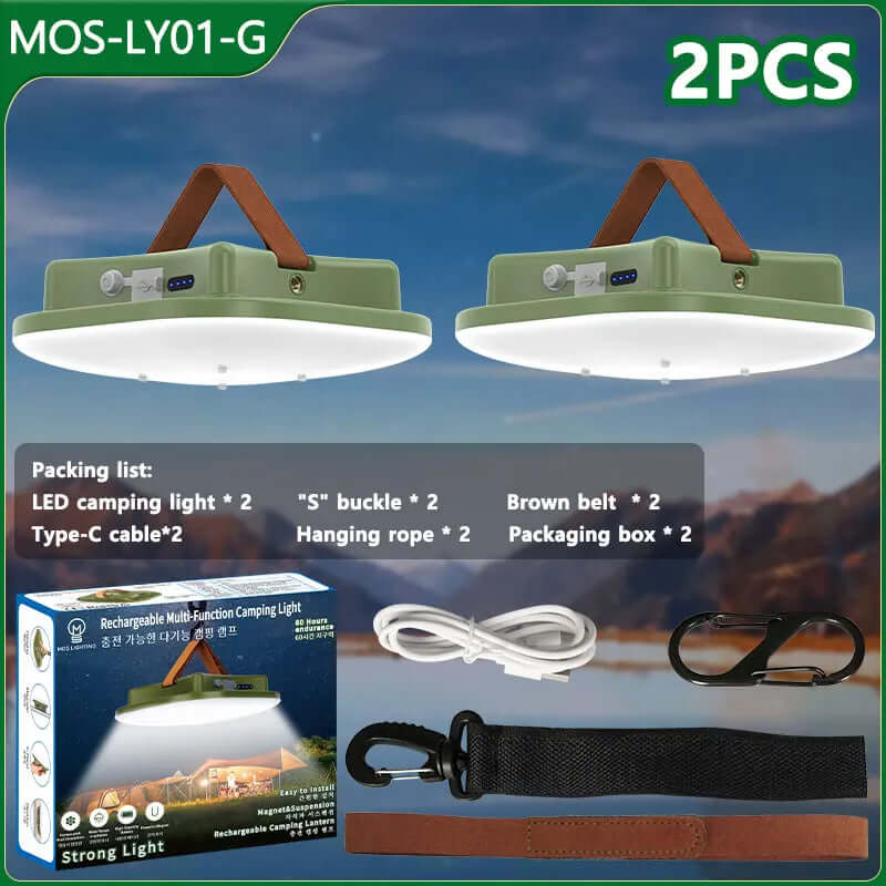 80W LED Solar Campinglampe mit Magnet & Zoom