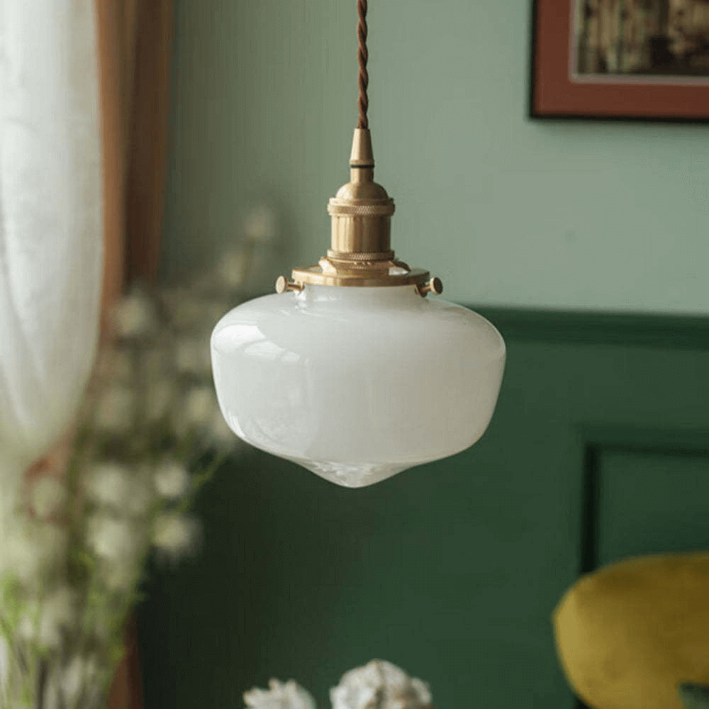 Retro Messing Glas Pendelleuchte