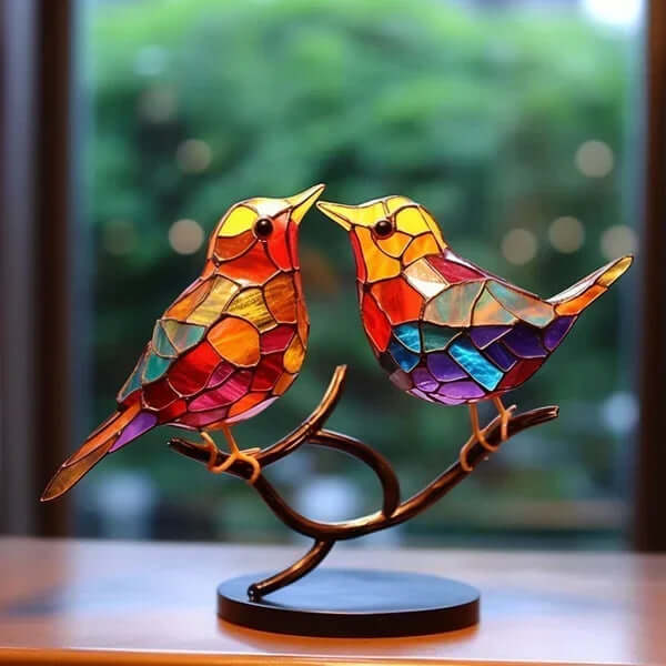 Buntglas-Vogelstatue - Dekorative Vogelfiguren