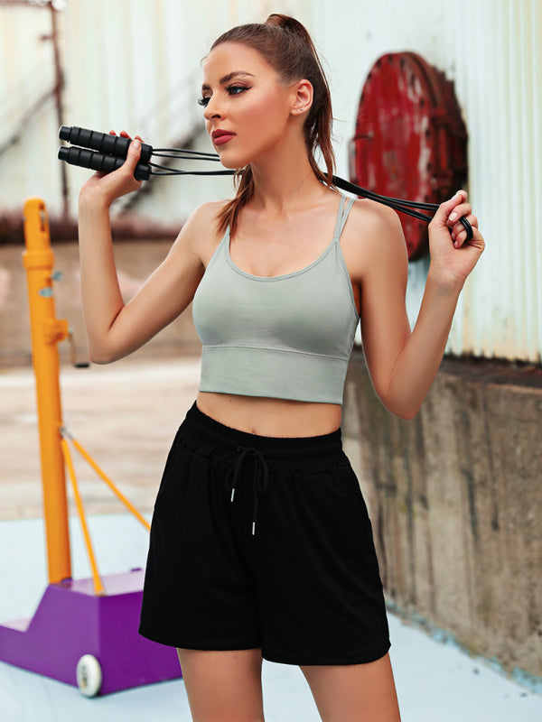 "3er Pack gepolsterter Damen Sport-BH, crisscross Design, nahtlos, für Yoga und Fitness, vielseitige Farben"