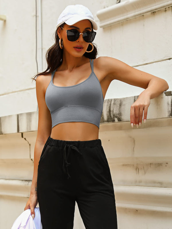 "3er Pack gepolsterter Damen Sport-BH, crisscross Design, nahtlos, für Yoga und Fitness, vielseitige Farben"