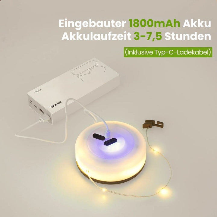 "4-in-1 Camplight, wasserdicht, multifunktional, schwarz-gold, ideal für Camping, Nachtbeleuchtung, Powerbank integriert"