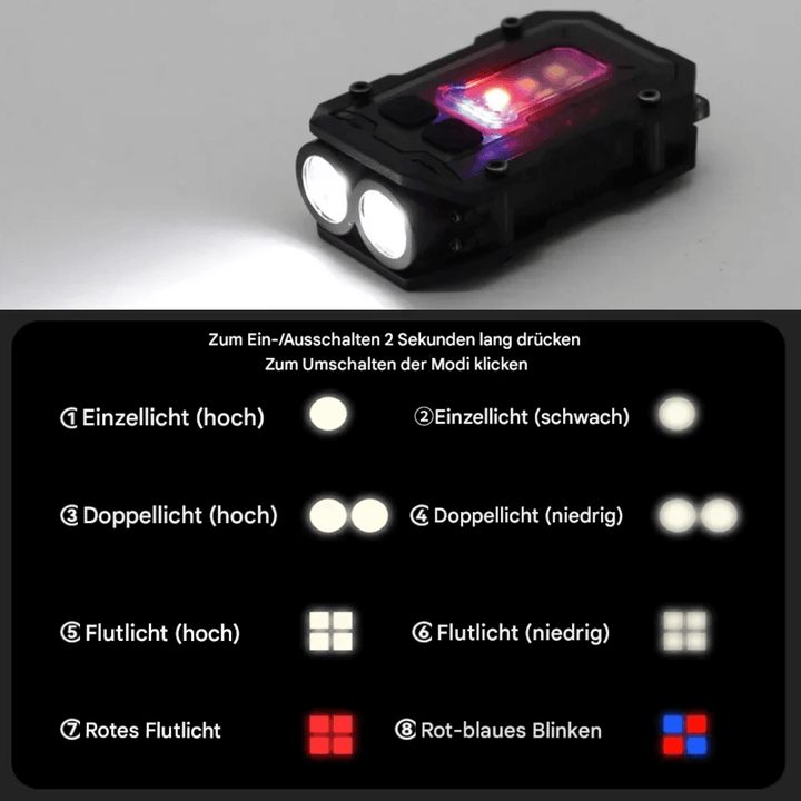 Taktische LED Taschenlampe, wiederaufladbar, Mini
