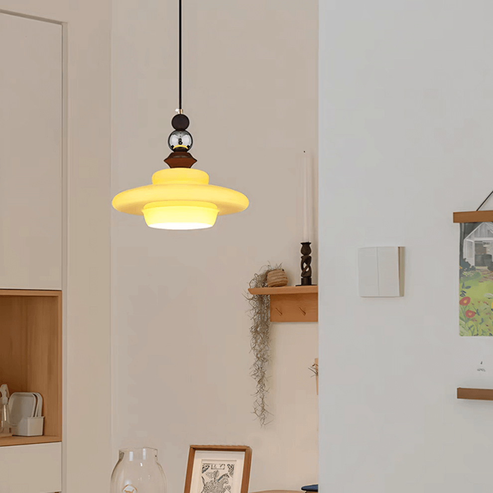 Elegante Beige Glas Hängeleuchte