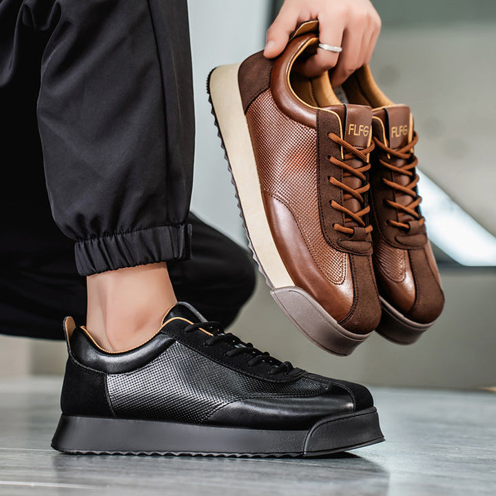 Sleek brown casual sneakers for men, offering superior urban comfort and style.