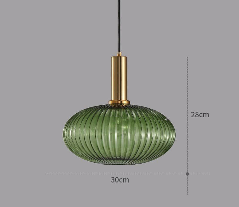 Retro Hängeleuchte aus farbigem Glas